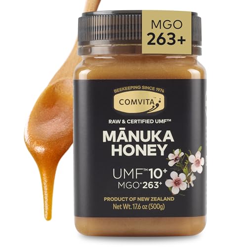 Comvita Manuka Honey UMF 10+ (MGO 263+), Monofloral - 500g (17.6 Oz) | Raw Manuka Honey New Zealand, Pure & Unpasteurized, Superfood for Immune Health, Wild, Use in Tea, Non-GMO