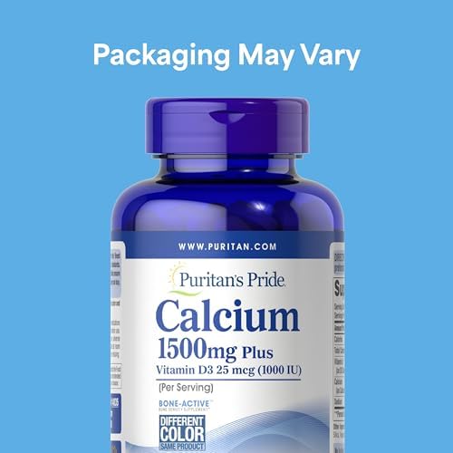Puritan's Pride Triple Strength Coral Calcium 1500mg with Bone-Active™ | Dietary Supplement For Heart, Nerve, And Muscle Support, 2 Month Supply, 120 Rapid Release Capsules