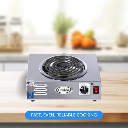 Cadco CSR-3T 14" Portable Electric Hot Plate, 1500W, 120V, Stainless Steel