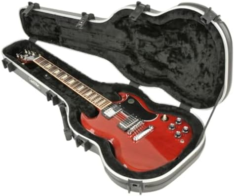 SKB SKB-61 Deluxe Double Cutaway Electric Guitar Case | Plush-lined interior, rugged molded exterior, secure latches, dependable transit protection