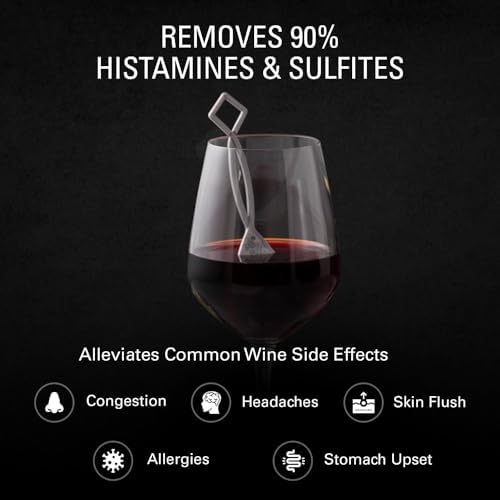 PureWine The Wand Wine Purifier, Removes Histamines & Sulfites - 8 Wands | Wine Wand Filters Before You Drink; Remove Sulfites & Histamines; Helps Wine Allergies & Headaches. Purifies 3 glasses/wand