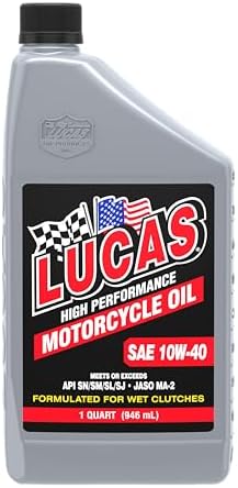 Lucas Oil 10700 High Performance SAE 20W-50 Motorcycle Oil - 1 Quart (Pack of 6)