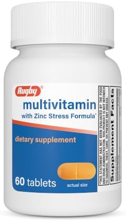 Rugby Multivitamin with Zinc Stress Formula - 60 Count (1-Pack)