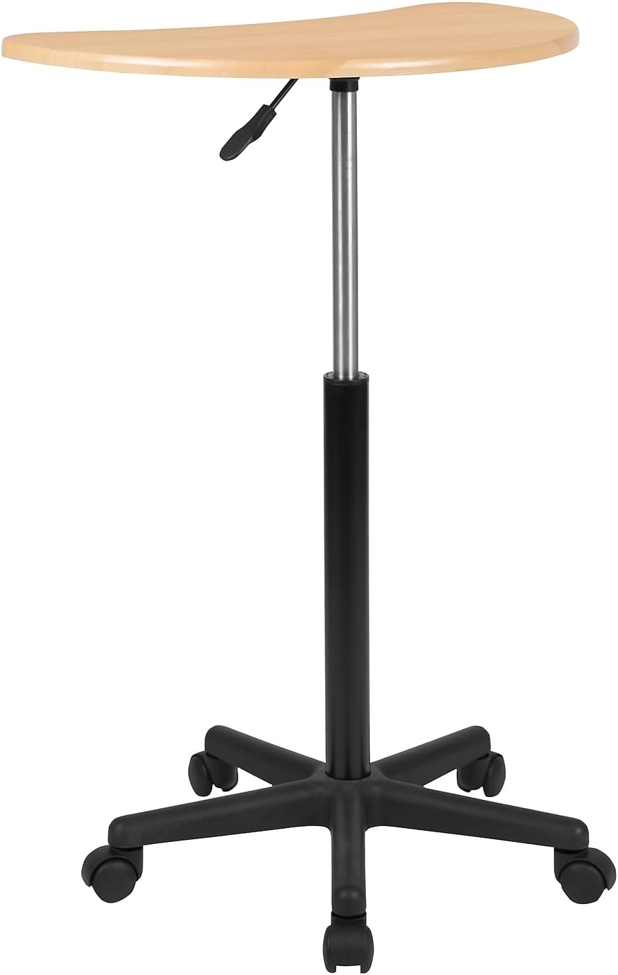 Flash Furniture Eve Sit to Stand Mobile Laptop Desk/Speaker's Lectern with Wheels, Modern Height-Adjustable Portable Standing Computer Desk, Black | Heavy Duty Nylon Base, Dual Wheel Casters