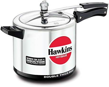 Hawkins Aluminium 5 Litre Hevibase Pressure Cooker, Induction Inner Lid Cooker, Silver (Ih50)