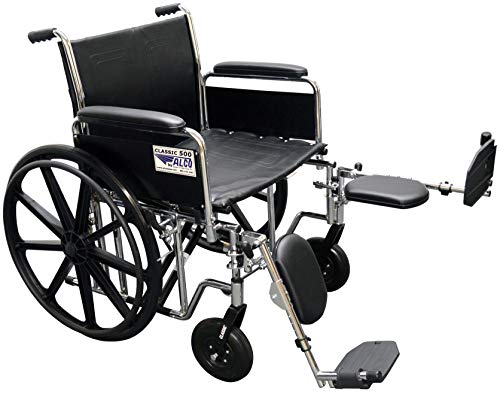 ALCO 22" Heavy Duty Chrome Wheelchair (500 lb. Weight Capacity) with Removable Full Arms