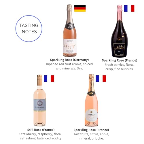 Non-Alcoholic Rosé Wine Sampler - 4 Bottles (25.4 Fl Oz Each) So Jennie Sparkling, Le Petit Chavin, Pierre Zéro Signature