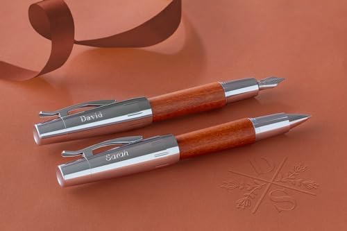 Faber-Castell e-motion Fountain Pen, Wood and Chrome Brown - Fine