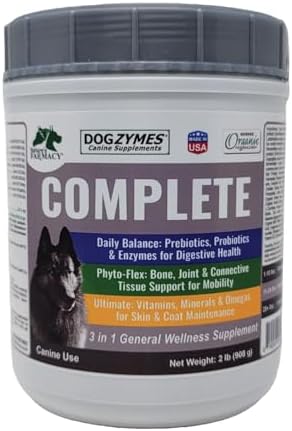 Dogzymes Complete - Probiotics, Prebiotics, Glucosamine, Chondroitin, MSM and Hyaluronic Acid, Complete Skin and Coat Care (2 Pound)