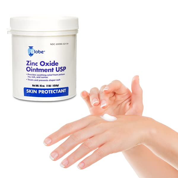 Globe Zinc Oxide Ointment 20%, Skin Protectant Barrier, 16 oz Jar