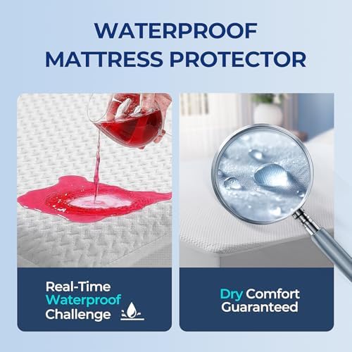 TASTELIFE Queen Waterproof Mattress Protector, Microfiber, 60x80 Inches | 8"-21" Deep Pocket Smooth Fitted Cover, Soft Breathable & Noiseless, Vinyl-Free Machine Washable