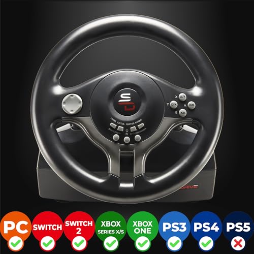 SUBSONIC Racing SV250 Gaming Steering Wheel Switch 2, PS4, Xbox & PC – 180°