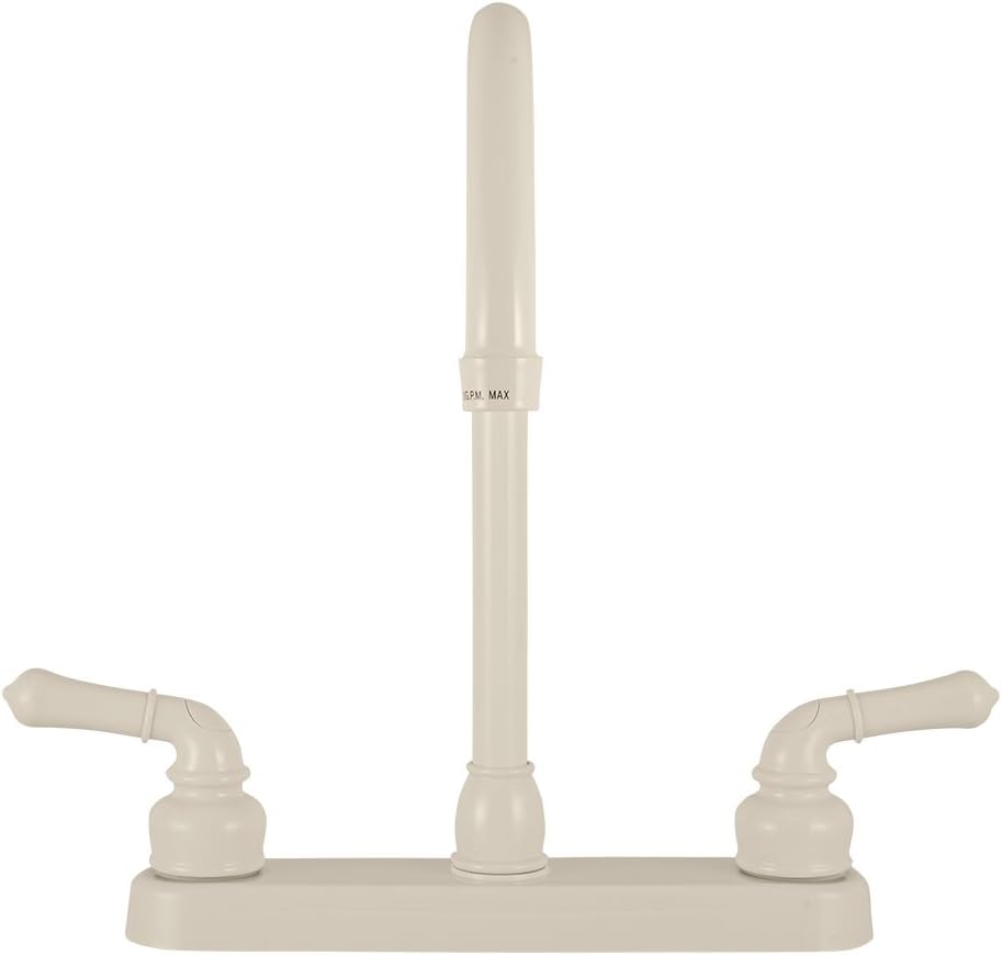 Dura Faucet DF-PK330HC-SN RV J-Spout Kitchen Sink Faucet (Satin Nickel) | Tall spout clears big pots; dual levers fine-tune water flow. Brushed Satin Nickel.