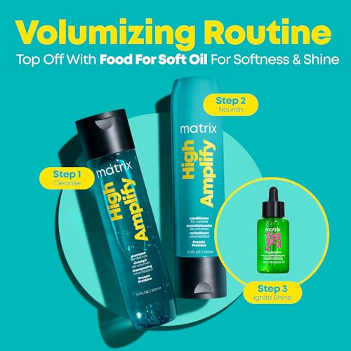 Matrix High Amplify Volumizing Shampoo - Instant Lift, Lasting Volume & Strengthening, Silicone-Free, Boost Structure in Fine, Thin & Limp Hair