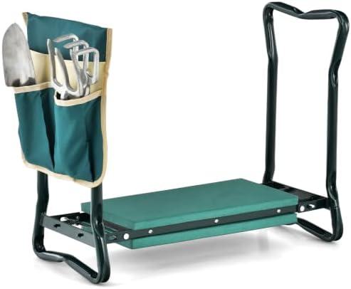 Goplus Garden Kneeler and Seat, Foldable Garden Bench for Kneeling & Sitting, Widened 8" EVA Soft Foam Pad
