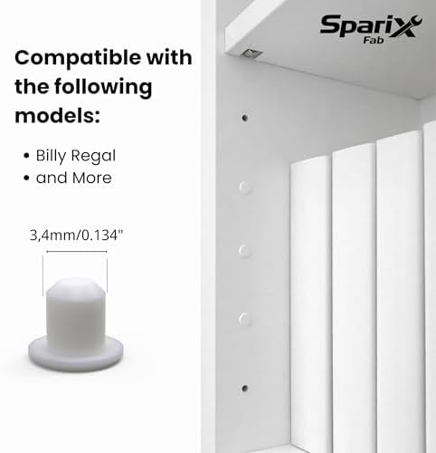 Sintrix Fab 140-Pack Plug Caps Compatible with IKEA Billy Bookcase | White Low-Profile Screw Opening Plugs for Shelf and Pre-Drilled Holes, Clean-Finish Furniture Accessories