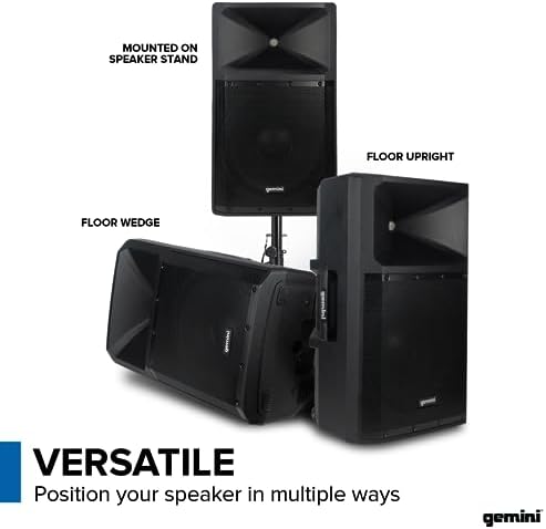 Gemini 15" Bluetooth PA Speaker, 1800 Watts, 3-Ch Mixer (GSP-2200)