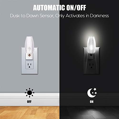 Emotionlite Plug-in Night Light, Dusk to Dawn Sensor, Warm White, 4 Pack | Warm white sensor night light, ideal for nursery, bedroom, bathroom, hallway, stairs & kitchen