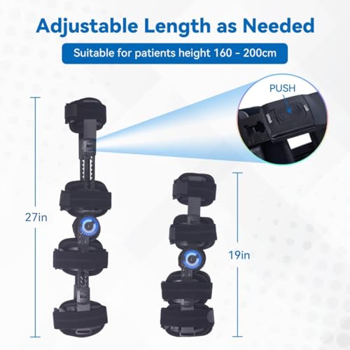 Hinged ROM Knee Brace, Adjustable Post Op Immobilizer for ACL MCL Recovery Walking Exercises