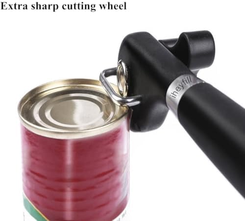Safety Manual Can Tin Opener, Stainless Steel Ergonomic Anti Slip Design with Smooth Edge Side Cut No Sharp Cuts Can Opener