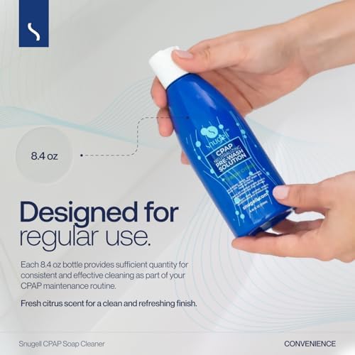 Snugell CPAP Soap Cleaner 8.4oz - Fresh Citrus Scent - Pre-Wash Solution - Mask and Hose Cleaning Soap - Neutralizes Odor and Removes Body Oils from