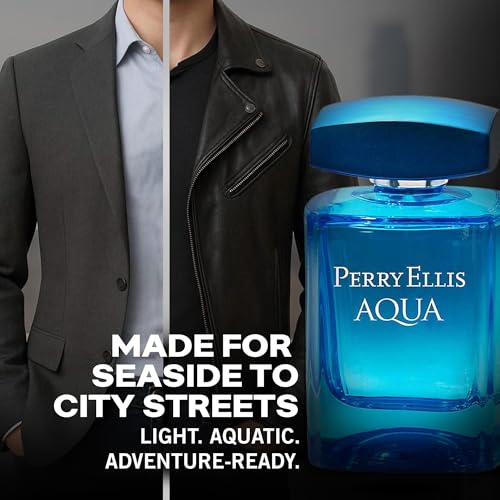 Perry Ellis Aqua Eau De Toilette Spray for Men, Cologne, 3.4 Fl Oz (100 mL) | Mens Cologne, Long Lasting Perfume, Fragrance with Notes of Bergamot