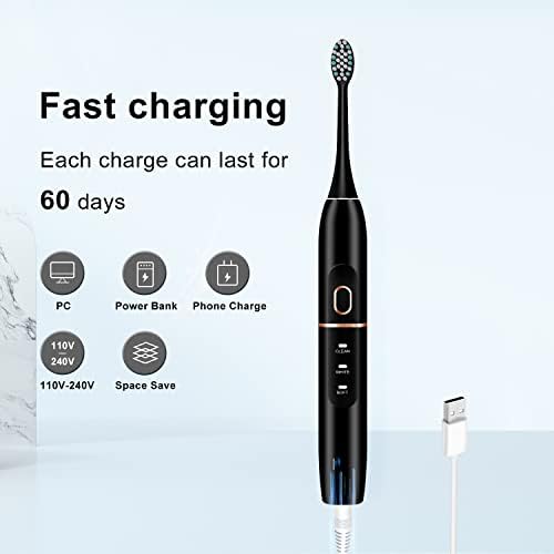 kingheroes Electric Toothbrush Set, Comes with 8 Brush Heads & Travel Case, 4 Modes with 2 Minutes Built in Smart Timer, One Charge for 60 Days