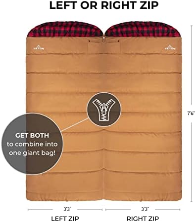 TETON Sports Deer Hunter Sleeping Bag, Warm and Comfortable Camping Sleeping Bag, Teton Tough Canvas Shell for Camping, Hunting, and Cold Weather