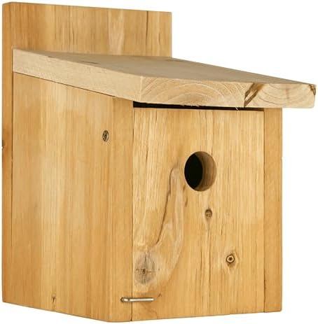 Nature's Way Cedar Box Wren House with Clean-Out Door, Wild Bird House and Outdoor Décor, Brown
