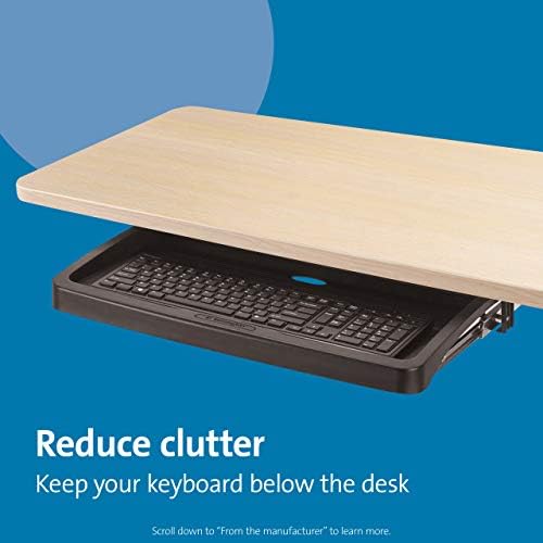 Kensington Underdesk Basic Keyboard Drawer (K60009US) , Black | Slide-out tray, frees up desk space, simple under-desk mounting