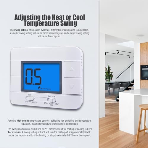 Aowel 1 Heat/ 1 Cool Non-Programmable Thermostat for Conventional System