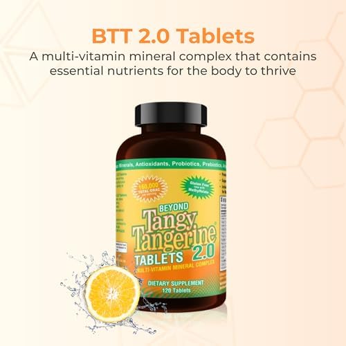 Youngevity Beyond Tangy Tangerine 2.0 Multivitamin Mineral Tablets, 2-Pack | 240 tablets, 60 servings, prebiotics, probiotics, amino acids, enzymes, sugar-free, gluten-free, 160,000 ORAC, travel-ready