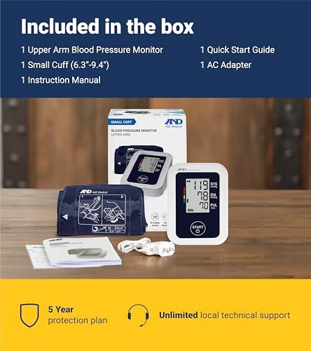 A&D Medical UA-651 Upper Arm Blood Pressure Monitor, Cuff 8.6-16.5” | Upper Arm Precise BP Machine – Wide Range Cuff (8.6”), 60 Readings, Large LCD Display, Adults, Includes 4 AA Batteries
