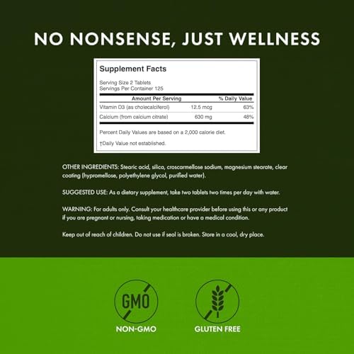 Swanson Calcium Citrate & Vitamin D for Strong Bones, 250 Tablets | Helps Build and Support Strong Bones
