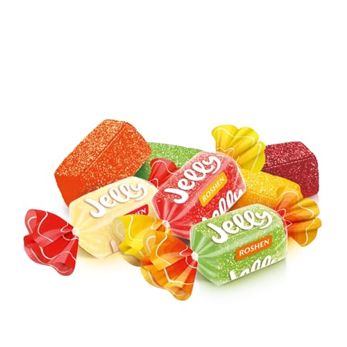 Roshen Mixed Fruit Jelly Candy, 2.2 lb (1 kg) Bulk Bag – Soft & Juicy Fruit Jelly Candies with 6 Fruit Juices, Gelatin-Free, Kosher & Halal Chewy Candy