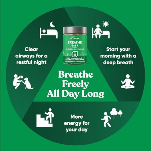 Breathe Inhaler Support Supplement - Sinus, Lungs, Open & Clear Airways - Seasonal Nasal Health, Bronchial Wellness, Healthy Chest - Quercetin, Vitamin D, Bromelain Pills - 60 Vegetarian Soft Capsules