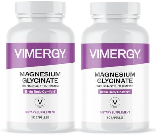 VIMERGY Magnesium Glycinate Supplement, Vegan, 180 Capsules, 90 Servings