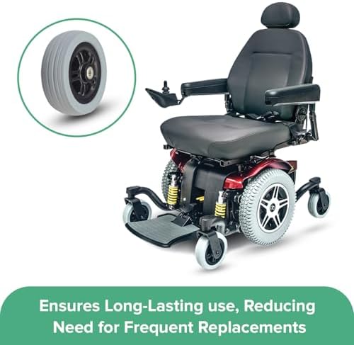 AlveyTech 6"x2" (150x50) Front Anti-Tip/Rear Caster Wheel for Jazzy 614 & 614 HD Power Chairs - Replacement Power Chair Wheels with Solid Flat-Free