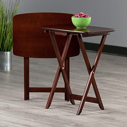 Winsome Darlene Set of 2 Foldable Snack Tables, Walnut, 26"