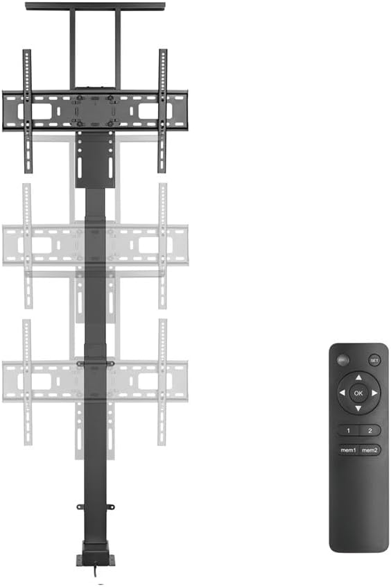 Monoprice Motorized TV Lift Stand for TVs Between 37in to 65in, Max Weight 110 Lbs, VESA Capability Up to 600x400, Includes RF Remote Control