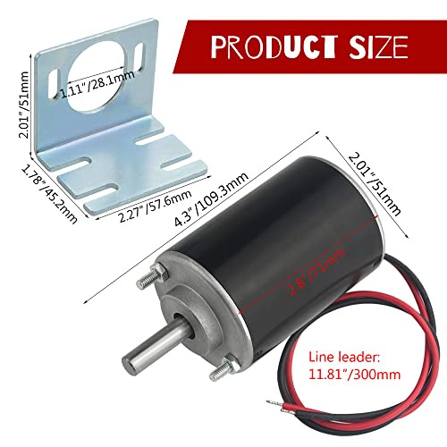 WMYCONGCONG DC Motor 12/24V 30W High Speed CW/CCW Permanent Magnet Motor (12V DC 3500RPM) and 37mm Dia Mounting Bracket Holder w/ 6mm Hex Coupling