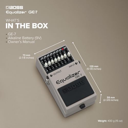 BOSS GE-7 Equalizer | Compact Graphic Equalizer Pedal | Tailored for Guitarists | 7 Bands of EQ Sliders | Guitar-Optimized Frequencies | ±15dB