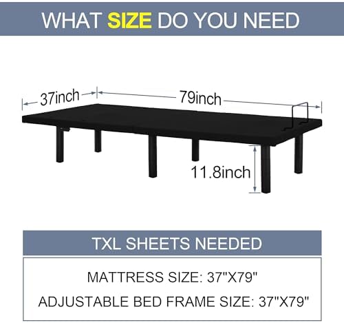 Fromann Adjustable Electric Twin XL Bed Base Frame with Massage, USB Type-C Ports, Zero Gravity, Under Bed Led Lighting and Three Leg Height (Black)