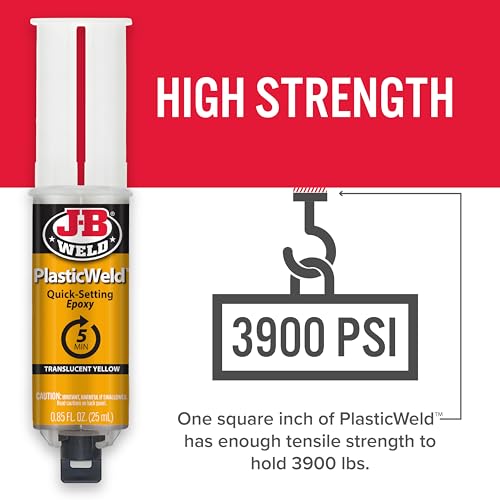 J-B Weld 50132 PlasticWeld Quick-Setting Epoxy Syringe - Translucent Yellow - 25 ml