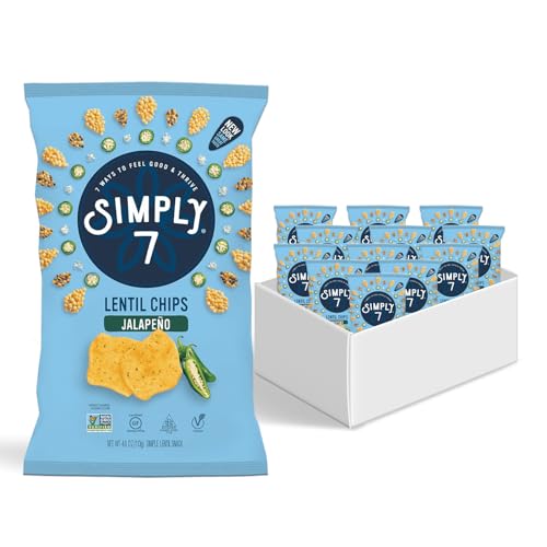 Simply 7 Lentil Chips, Jalapeno, 4-ounce Bags (Pack of 12)