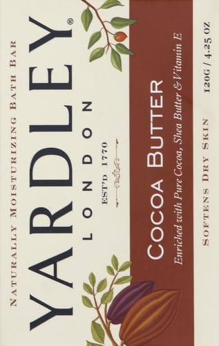 Yardley London Nourishing Bath Soap Bar Cocoa Butter, Helps Soften Dry Skin with Pure Cocoa Butter, Shea Butter & Vitamin E, 4.0 oz Bath Bar, 1 Soap Bar