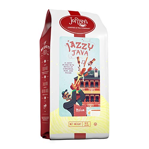 Joffrey's Coffee - Jazzy Java, Flavored Coffee, Artisan Medium Roast, Arabica Beans, Cinnamon, Rum, & Pecan Flavor, Gluten-Free, No Sugar