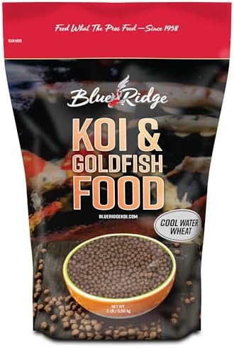 Blue Ridge Koi Fish Food 25lb - Cool Water Wheat 3/16", Fall and Winter Floating Pond Pellets, Ponds Fish Food