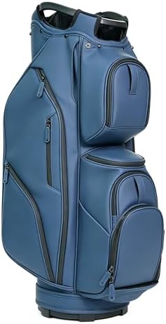14-Way Full Length Dividers Golf Cart Bag - Waterproof Synthetic Leather Golf Bag with 15 Pockets, Durable Golf Club Bag for Men & Women, Available in Black, Blue, Gray