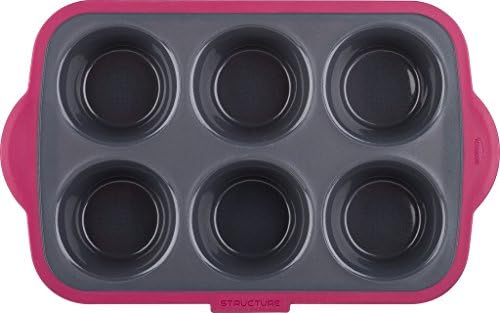 Trudeau Structure Silicone Pro Muffin Pan, 6, Grey/Burgundy (09912093)